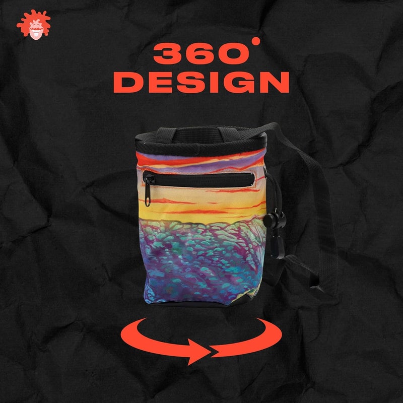 Gnarly Dood Rock Climbing Chalk Bag | for Outdoor, Gym, & Bouldering | Adjustable Waist Belt, Durable Drawstring Closure, & Zippered Pocket - Image 3